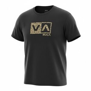 RVCA Mens T-Shirt XXL Black VA Leopard Animal Print Graphic Regular Fit Tee‎